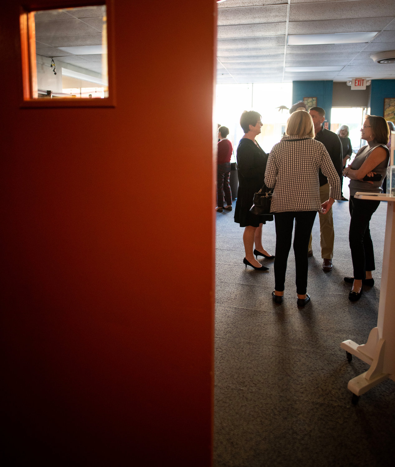 Attendees gather at the NC Arts Incubator in Siler City on Saturday afternoon to celebrate the life of Mary John Resch.